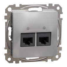 Двойна розетка RJ45, CAT 6 UTP, 40мм, алуминий, Schneider Electric SDD113462 Sedna Design & Elements