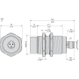 Индуктивен сензор XS, XS6 M30, L74mm, месинг, Sn22mm, 24...240VAC/DC, 1/2", Telemecanique XS630B4MAU20