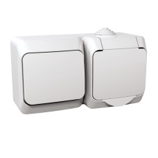 Контактен излаз шуко+девиаторен ключ,бял, Cedar Plus, Schneider Electric WDE000504