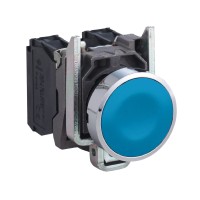 Schneider Electric XB4BA61 - Harmony XB4 - Бутон, метален, равен, син, 22 мм, пружинно връщане, без маркировка, 1 NO