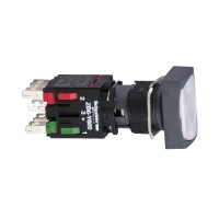 Светещ бутон, бял, правоъгълна глава, 16mm, пружинно връщане, 1NO, LED 12...24V AC/DC, Harmony XB6, Schneider Electric XB6DW1B1B