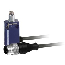 Краен изключвател, XCMD, метално бутало с ролка, 1NC+1 NO, snap, M12, 0.8 m кабел, Telemecanique XCMD2102L08R12 - OsiSense XC Standard