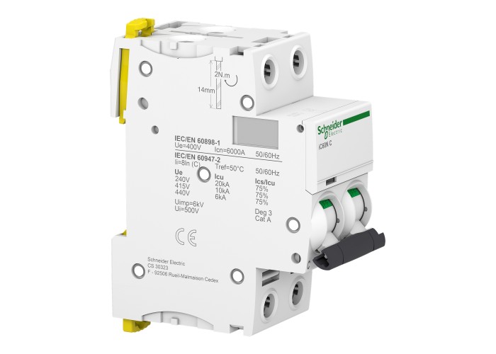 Schneider Electric A9F74216 - Acti 9 iC60 N (10 kA) - Миниатюрен автоматичен прекъсвач - 2P - 16A - крива C