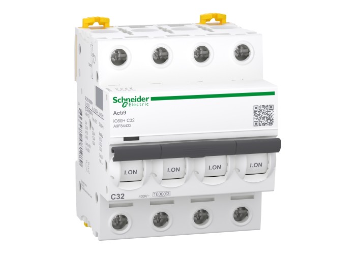 Schneider Electric A9F84432 - Acti 9 iC60 H (15 kA) - Миниатюрен автоматичен прекъсвач - 4P - 32A - крива C