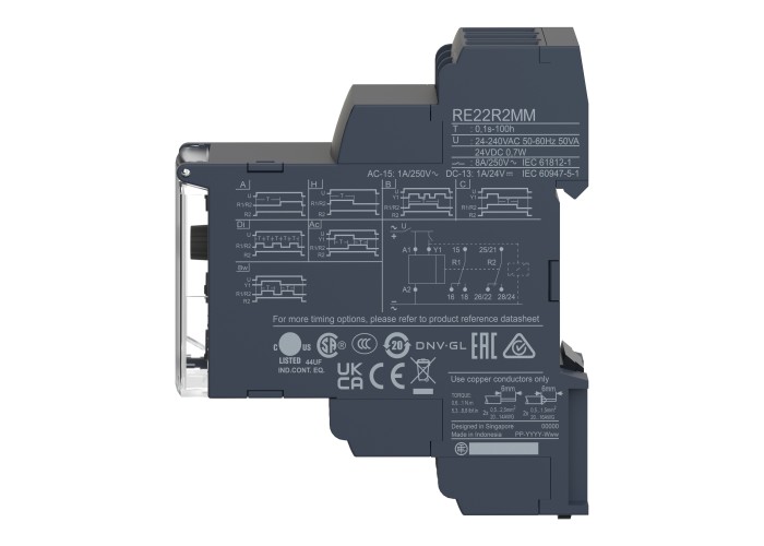 Schneider Electric RE22R2MMW - Harmony Timer Relays - Мултифункционално време реле, 12...240 V AC/DC - 2 C/O