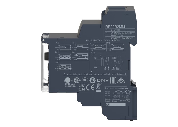 Schneider Electric RE22R2MMW - Harmony Timer Relays - Мултифункционално време реле, 12...240 V AC/DC - 2 C/O