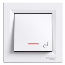 Asfora, Schneider Electric EPH1700321 Еднополюсен бутон -10A светл. индикация, символ звънец, бял, Asfora