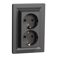 Двоен контакт шуко, 16А, антрацит, Asfora, Schneider Electric EPH9900171