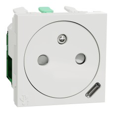 Контакт фр. стандарт с USB C, 10.5 W, 5V, 2 модула, бял, New Unica, Schneider Electric NU301518E
