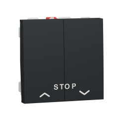 Бутон за щори + STOP, 10A, 2 модула, антрацит, New Unica, Schneider Electric NU323754