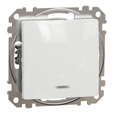 Девиаторен ключ 10AX черввен индикаторен LED, бял, Schneider Electric SDD111106N Sedna Design & Elements