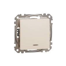 Двуполюсен ключ 16AX черввен индикаторен LED, бежов, Schneider Electric SDD112162N Sedna Design & Elements