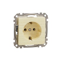 Sedna Design & Elements Контакт Шуко, странично заземяване, безвинтов монтаж, бреза, Schneider Electric SDD180026