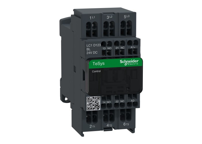 Контактор, 12А, 3P, NO+NC, 24V, DC бобина, TeSys D, Schneider Electric LC1D123BL
