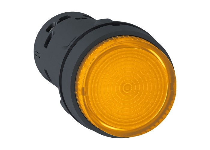 Монолитен светещ бутон - вграден LED - 22 мм, пружинно връщане - оранжев, 24 V AC/DC, 1 NO, Schneider Electric XB7NW35B1 Harmony XB7