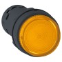 Монолитен светещ бутон - вграден LED - 22 мм, пружинно връщане - оранжев, 24 V AC/DC, 1 NO, Schneider Electric XB7NW35B1 Harmony XB7