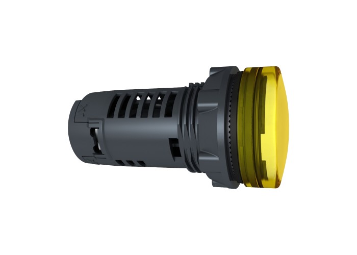 Сигнална лампа, монолитна,пластмаса, жълта, 22мм, интегриран LED, леща, 230-240V AC, Schneider Electric XB5EVM8, Harmony XB5