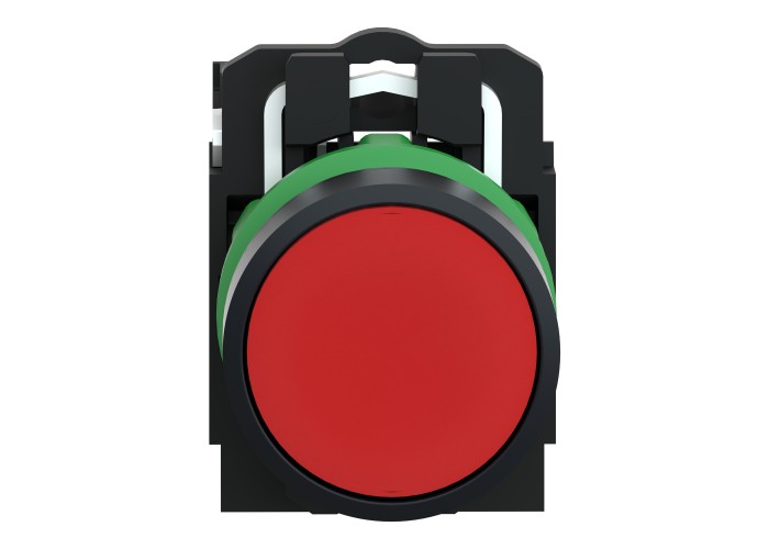 Schneider Electric XB5AA42 - Harmony XB5 - Бутон, пластмаса, равен, червен, 22 мм, пружинно връщане, без маркировка, 1 NC