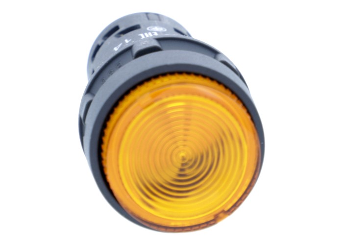 Монолитен светещ бутон - вграден LED - 22 мм, пружинно връщане - оранжев, 24 V AC/DC, 1 NO, Schneider Electric XB7NW35B1 Harmony XB7