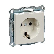 Контакт Шуко, ICP+PiT TPb, безвинтови клеми, полярно бяло, гланциран, System M, Merten System M, Schneider Electric MTN2300-0319