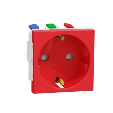 Schneider Electric NU305703 - New Unica - Единичен контакт Шуко - 2P+E - 16A, безвинтово свързване 250V - IP21 D - червен