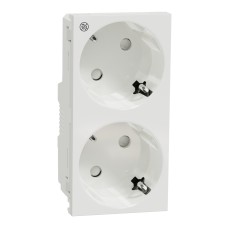 Двоен контакт Шуко с ДЗ, 2P+E, 16А, бял, New Unica, Schneider Electric NU306720A