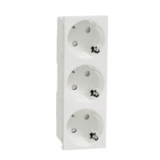 Троен контакт Шуко с ДЗ, 16А, безвинтово свързване, бял, New Unica, Schneider Electric NU307618