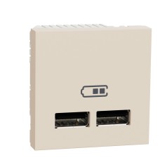 Двойно USB зарядно, тип А, бежаво, New Unica, Schneider Electric NU341844