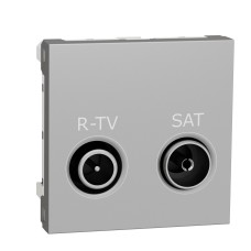 Розетка R-TV SAT, 2 модула, алуминий, New Unica, Schneider Electric NU345430