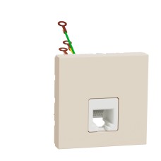 Телефонна розетка RJ12, 1 конектор, 2 модула, бежова, New Unica, Schneider Electric NU349744