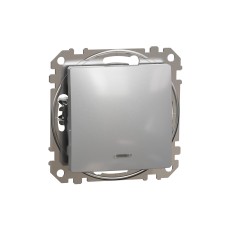 Еднополюсен бутон 10A син индикаторен LED, алуминий, Schneider Electric SDD113111L Sedna Design & Elements