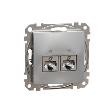 Двойна розетка RJ45, CAT 6 STP, алуминий, Schneider Electric SDD113462S Sedna Design & Elements