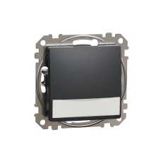 Еднополюсен бутон 12V 10A син индикаторен LED, етикет, антрацит, Schneider Electric SDD114143L Sedna Design & Elements