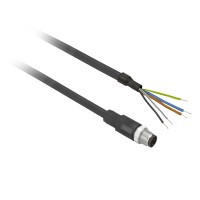 Предварително окабелен накрайник, прав, мъжки, M12, 4 pins, кабел PUR 2 m, Telemecanique XZCP1541L2 - Osisense XS & XT