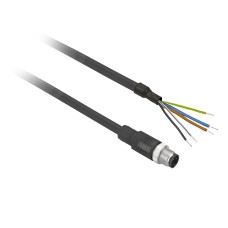 Предварително окабелен накрайник, прав, мъжки, M12, 4 pins, кабел PUR 2 m, Telemecanique XZCP1541L2 - Osisense XS & XT