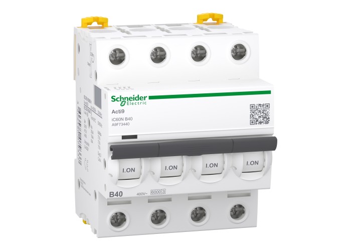 Schneider Electric A9F73440 - Acti 9 iC60 N (10 kA) - Миниатюрен автоматичен прекъсвач - 4P - 40A - крива B