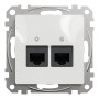 Двойна розетка RJ45, CAT 5E UTP, бяла, Schneider Electric SDD111452 Sedna Design & Elements