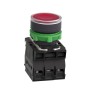Светещ бутон, пластмаса, равен, червен, 22 мм, пружинно връщане, 24 V AC/DC, 1 NO + 1 NC, Schneider Electric XB5AW34B5 Harmony XB5