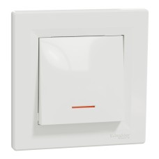 Еднополюсен ключ с глим лампа, 10AX безвинтов монтаж, бял, Asfora, Schneider Electric EPH1400121