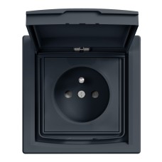 Френски контакт със защита 16A, IP44, антрацит, Asfora, Schneider Electric EPH2800371