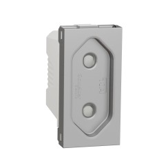 Контакт евр. стандарт, 2P 10A, едномодулен, алуминий, New Unica, Schneider Electric NU303130