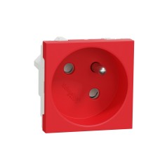 Schneider Electric NU304903 - New Unica - Единичен контакт Френски стандарт - 2P+E - 16A 250V - IP21 D - антибактериален червен