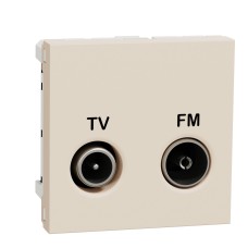 Розетка TV/FM, индивидуална, 2 модула, бежова, New Unica, Schneider Electric NU345144