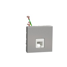 Телефонна розетка RJ12, 2 модула, алуминий, New Unica, Schneider Electric NU349730