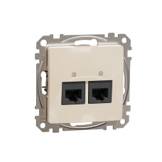Двойна розетка RJ45 CAT 6 UTP, 45мм, бежова, Schneider Electric SDD112467 Sedna Design & Elements