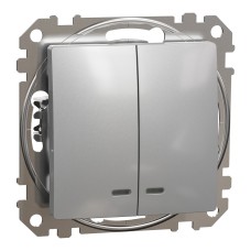 Сериен ключ 10AX син индикаторен LED, алуминий, Schneider Electric SDD113105L Sedna Design & Elements