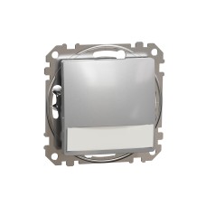Еднополюсен бутон 12V 10A син локаторен LED, етикет, алуминий, Schneider Electric SDD113143L Sedna Design & Elements