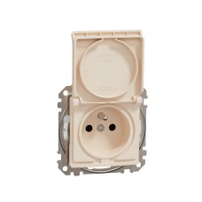 Контакт френски стандарт с капак, крем, Schneider Electric SDD212013 Sedna Design & Elements