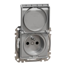 Контакт Френски стандарт с капак, алуминий, Schneider Electric SDD213014 Sedna Design & Elements