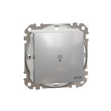 Еднополюсен бутон 10A символ Лампа, алуминий, Schneider Electric SDD213132 Sedna Design & Elements